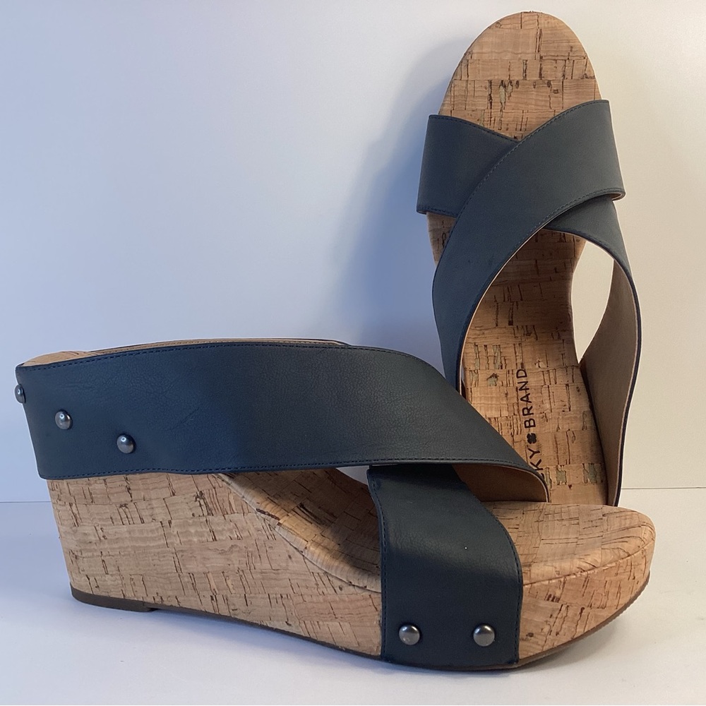 Lucky Brand Black Wedge Sandals